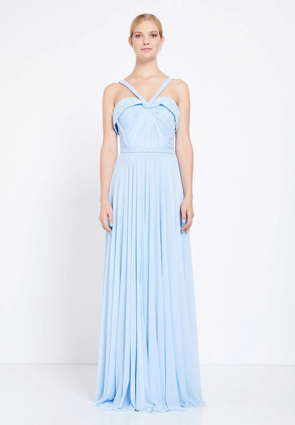 Sleeveless Maxi Chiffon Column Regular Wedding Guest Dress-SS0024
