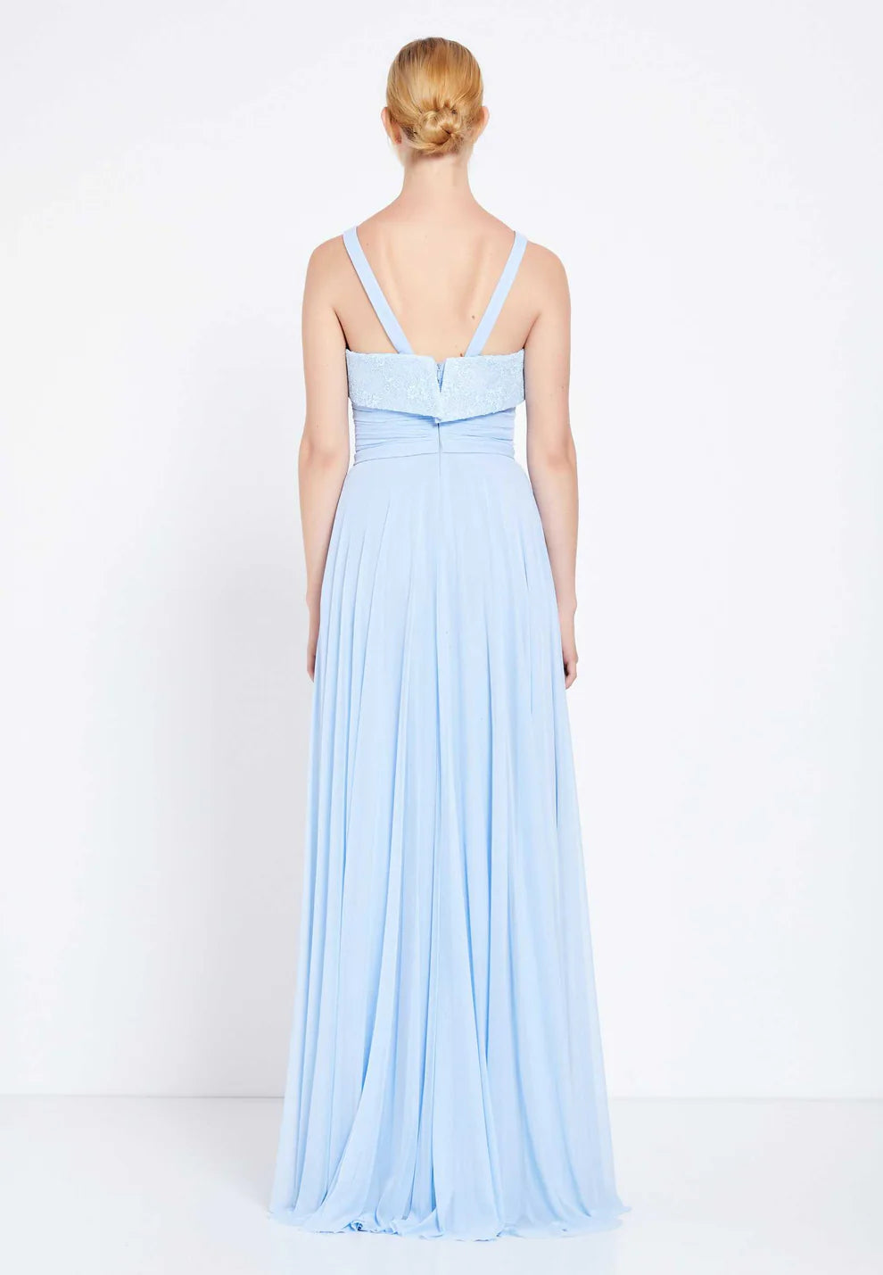 Sleeveless Maxi Chiffon Column Regular Wedding Guest Dress-SS0024