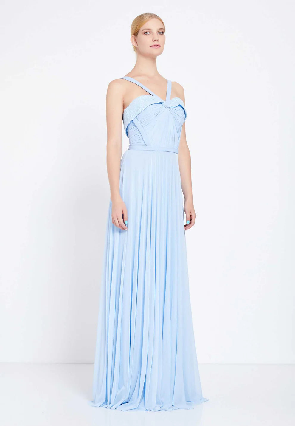 Sleeveless Maxi Chiffon Column Regular Wedding Guest Dress-SS0024