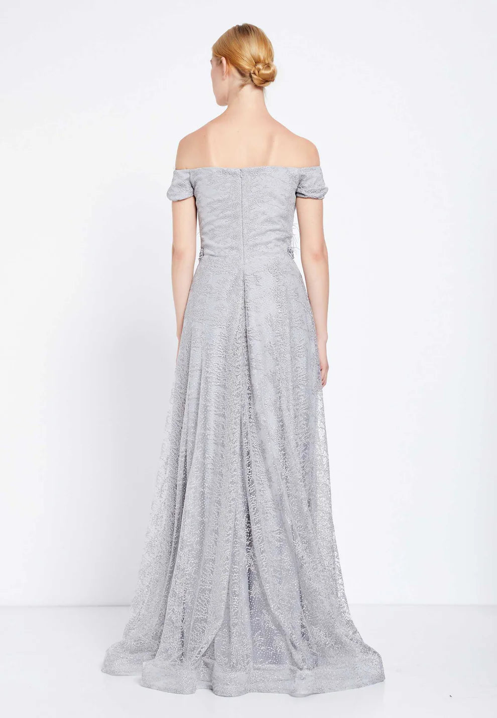 Off Shoulder Maxi Tulle A - Line Regular Prom Dress-SS0023