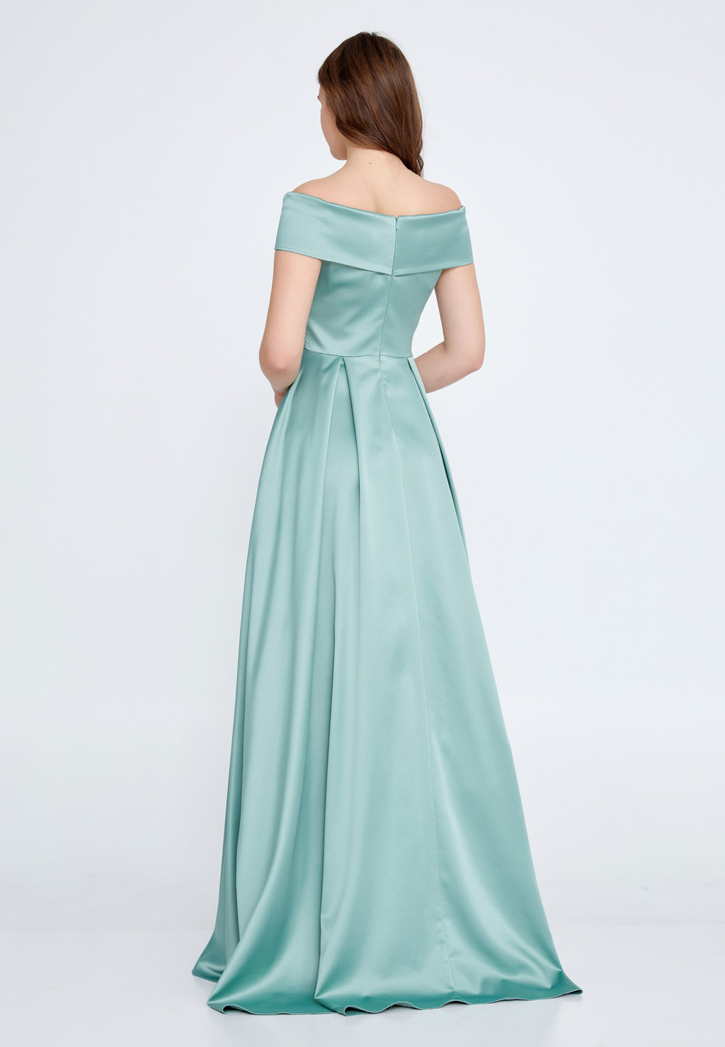 Off Shoulder Maxi Satin A - Line Regular Prom Dress-SS0018