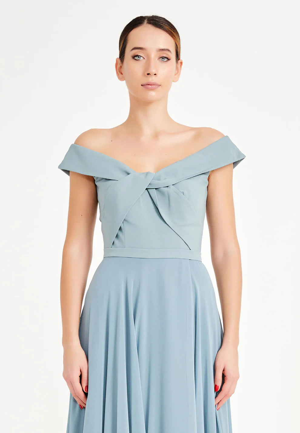 Off Shoulder Maxi Chiffon A - Line Regular Evening Dress-SS0027