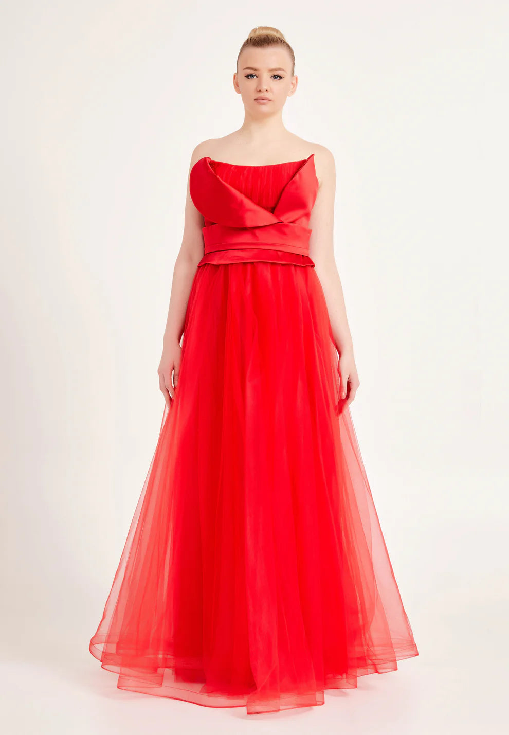 Strapless Maxi Tulle A - Line Regular Prom Dress-SS0019