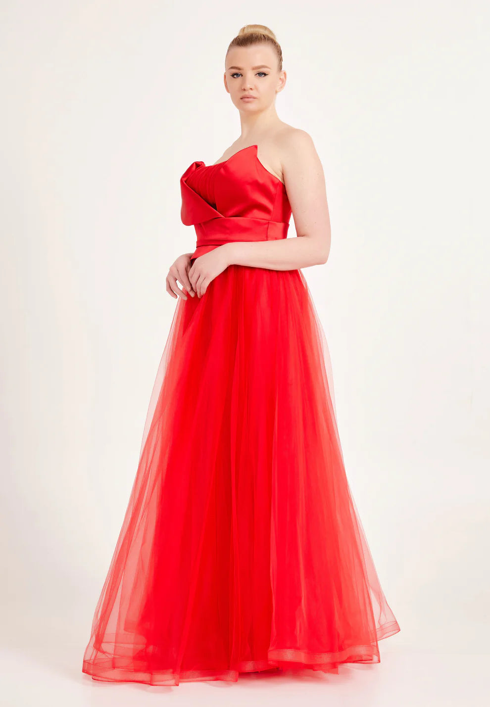 Strapless Maxi Tulle A - Line Regular Prom Dress-SS0019