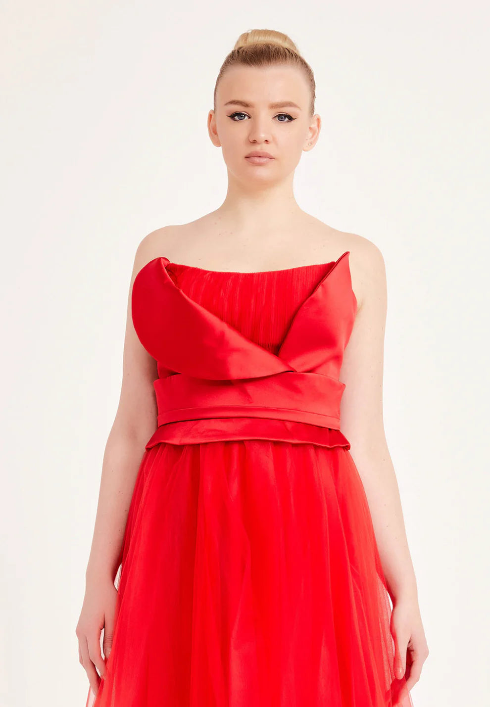 Strapless Maxi Tulle A - Line Regular Prom Dress-SS0019