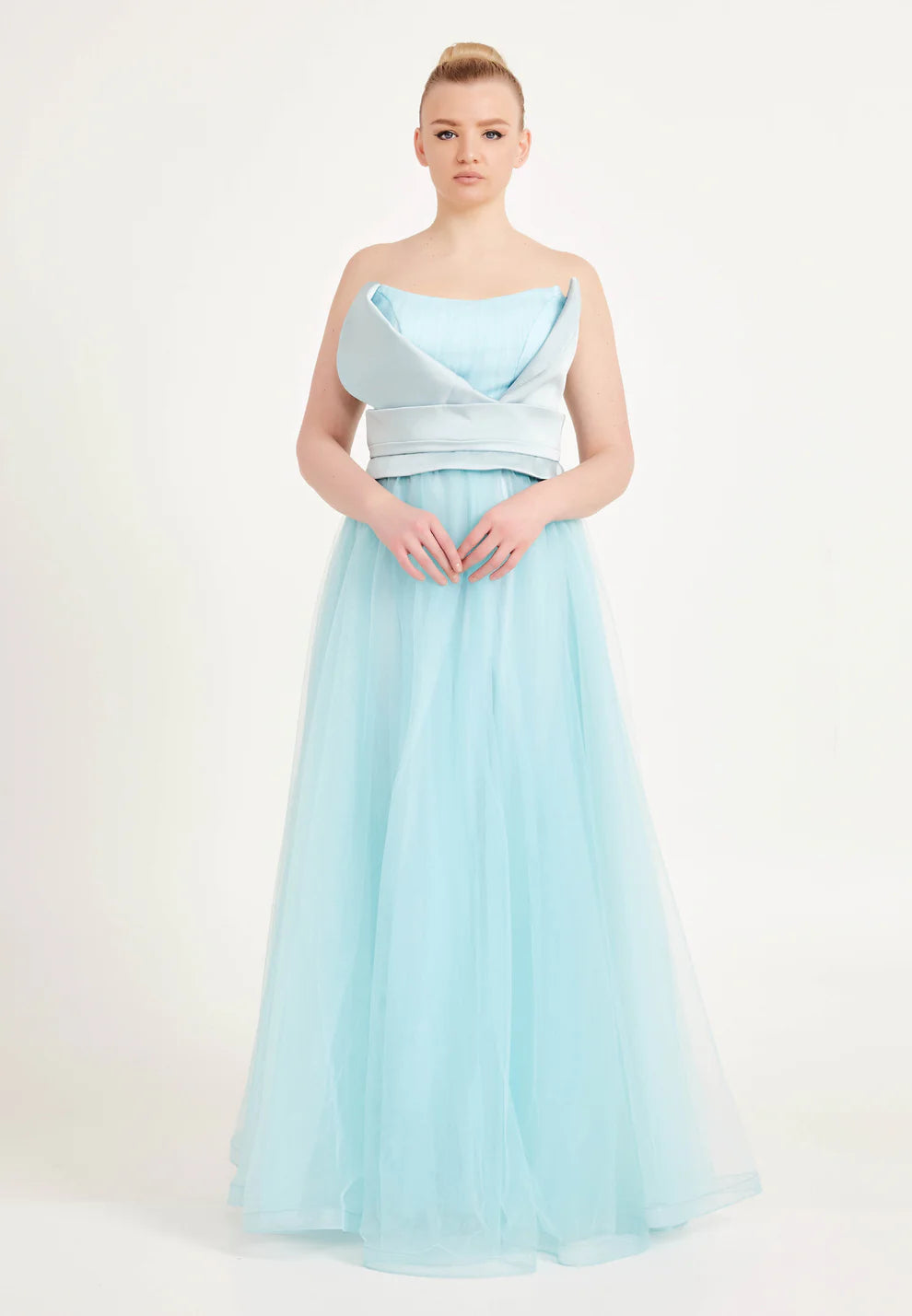 Strapless Maxi Tulle A - Line Regular Prom Dress-SS0019