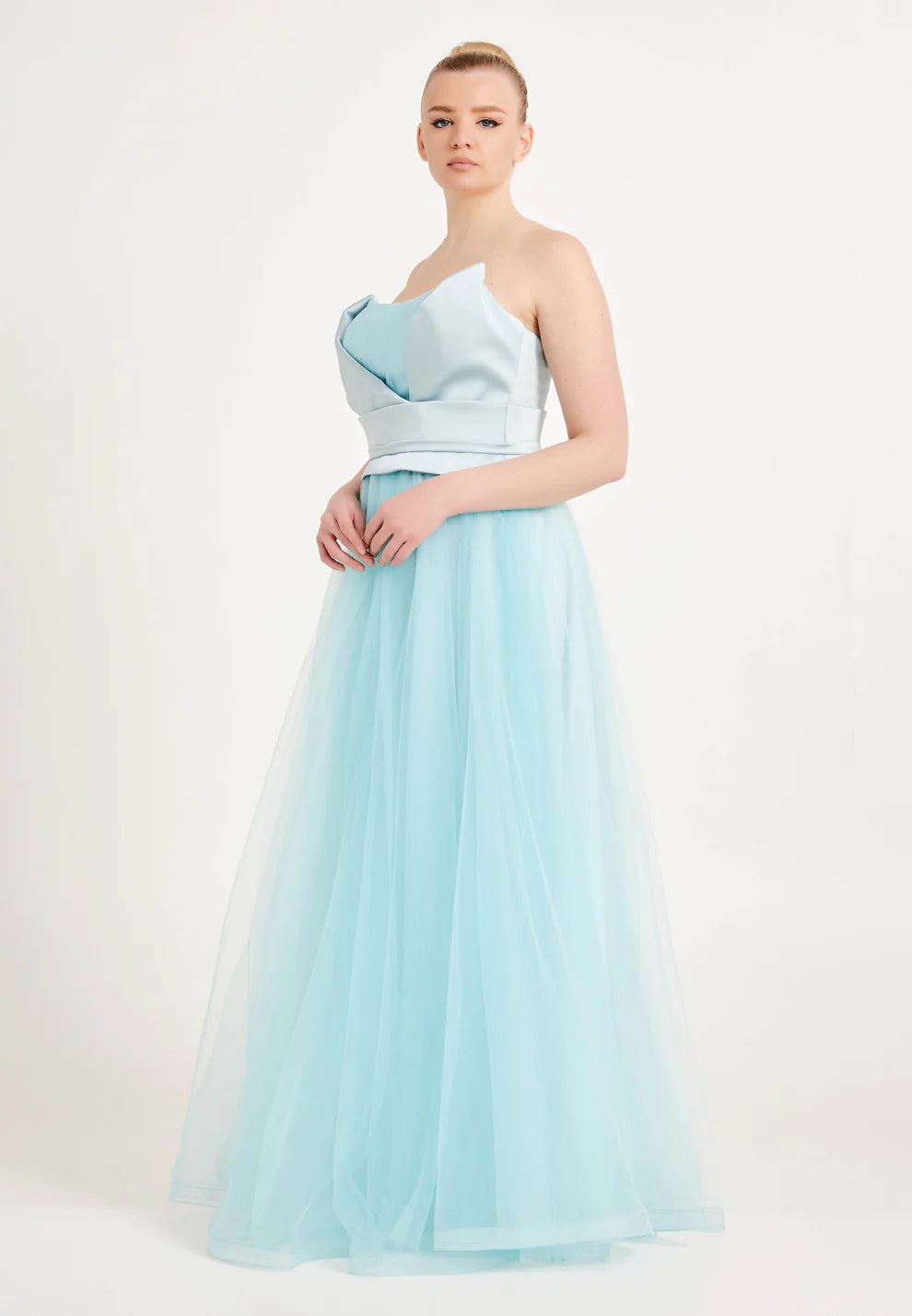 Strapless Maxi Tulle A - Line Regular Prom Dress-SS0019
