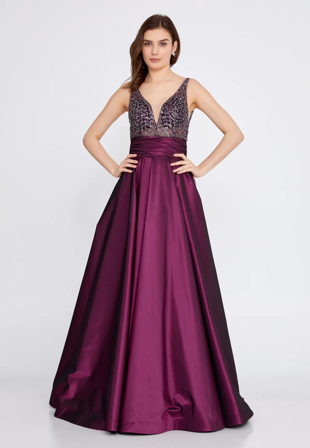 Sleeveless Maxi Polyester A - Line Regular Prom Dress-SS0039