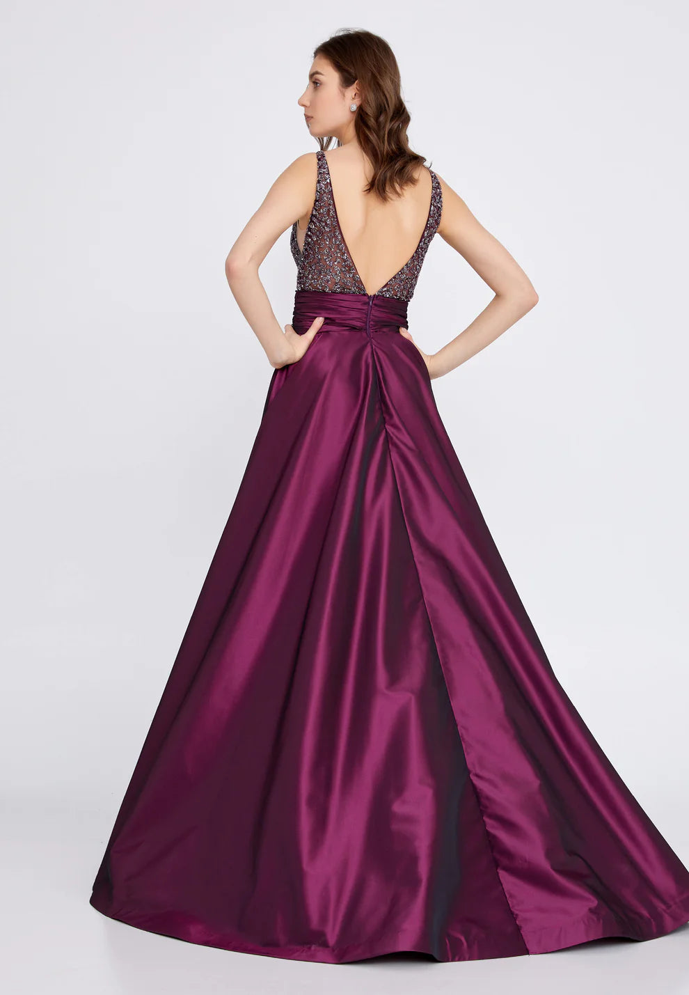 Sleeveless Maxi Polyester A - Line Regular Prom Dress-SS0039