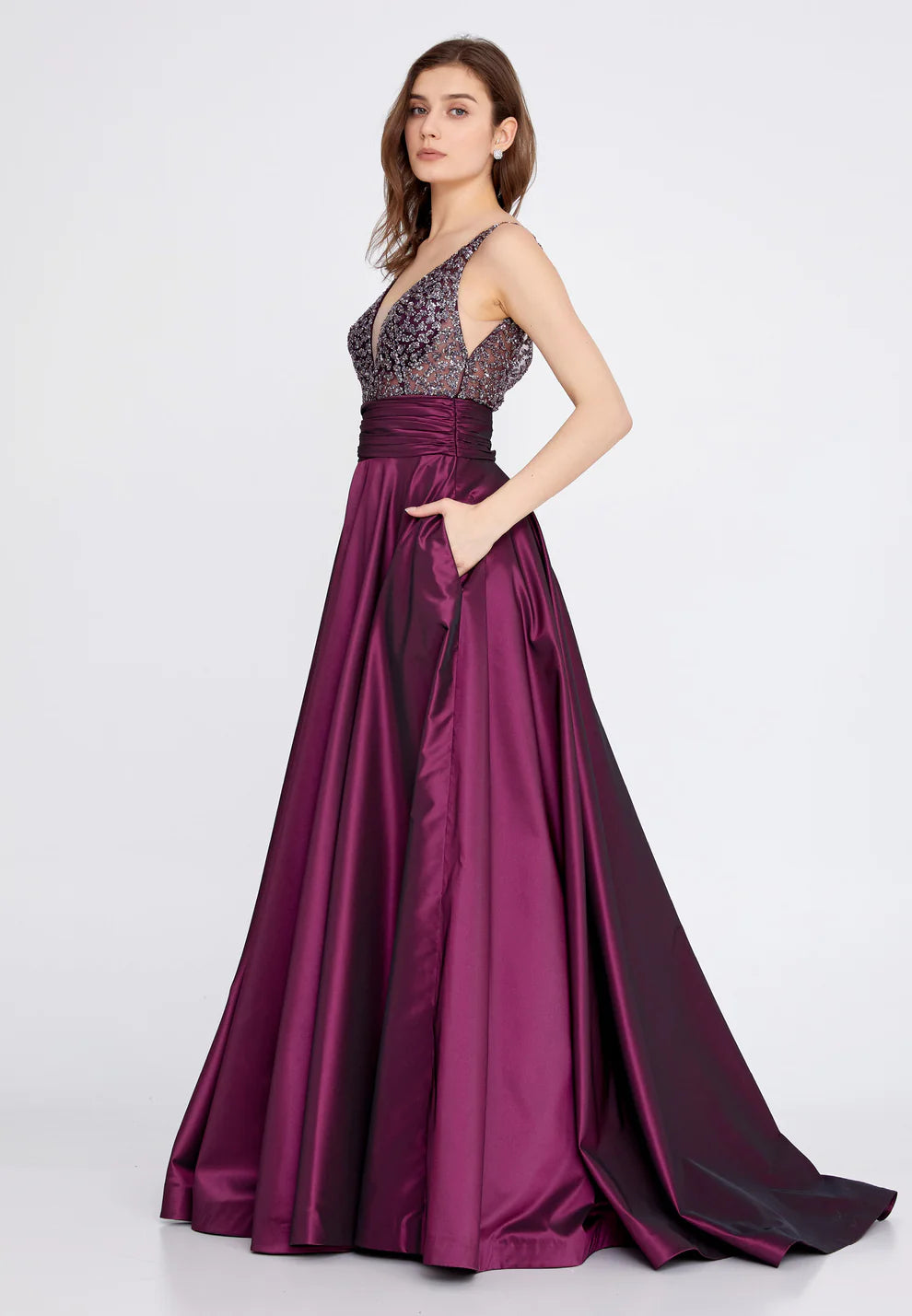 Sleeveless Maxi Polyester A - Line Regular Prom Dress-SS0039