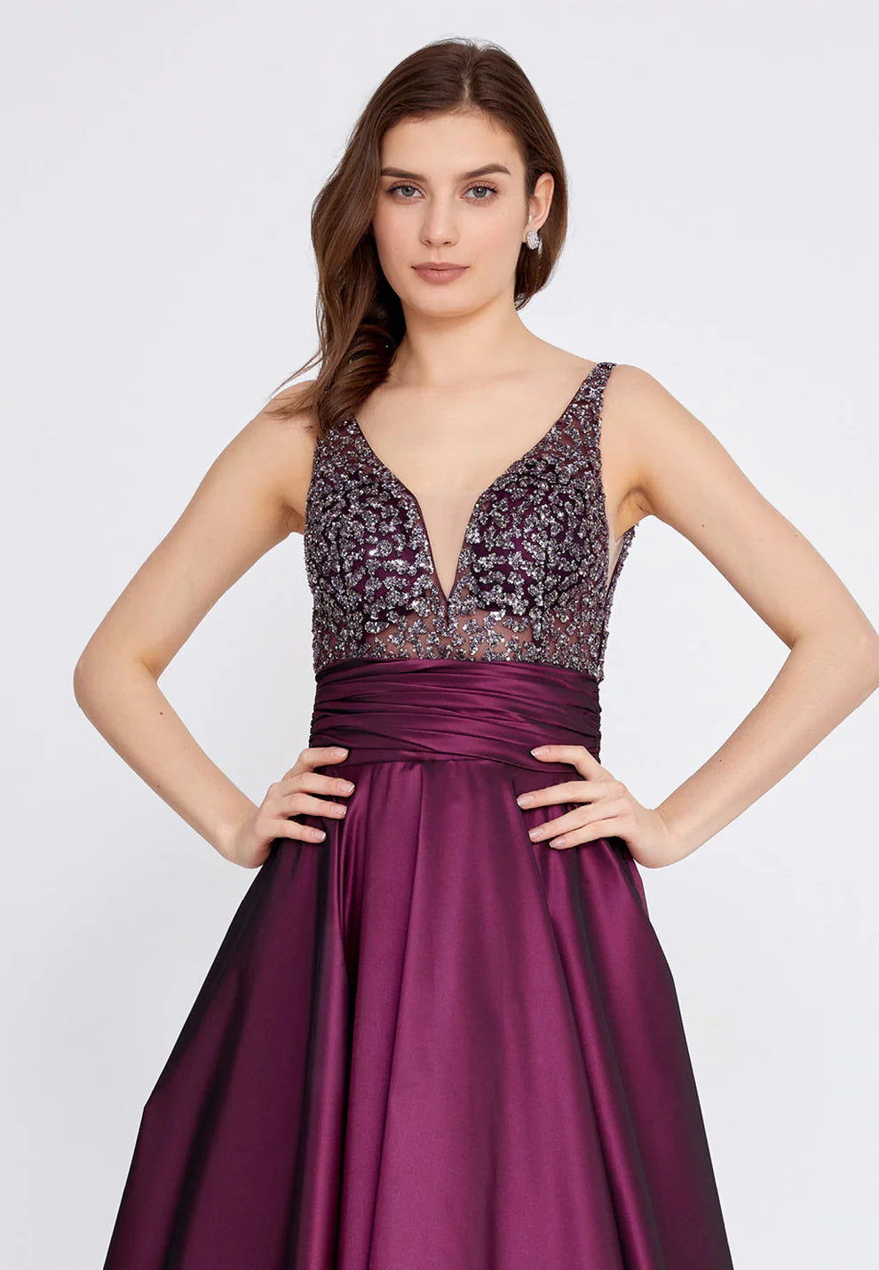 Sleeveless Maxi Polyester A - Line Regular Prom Dress-SS0039