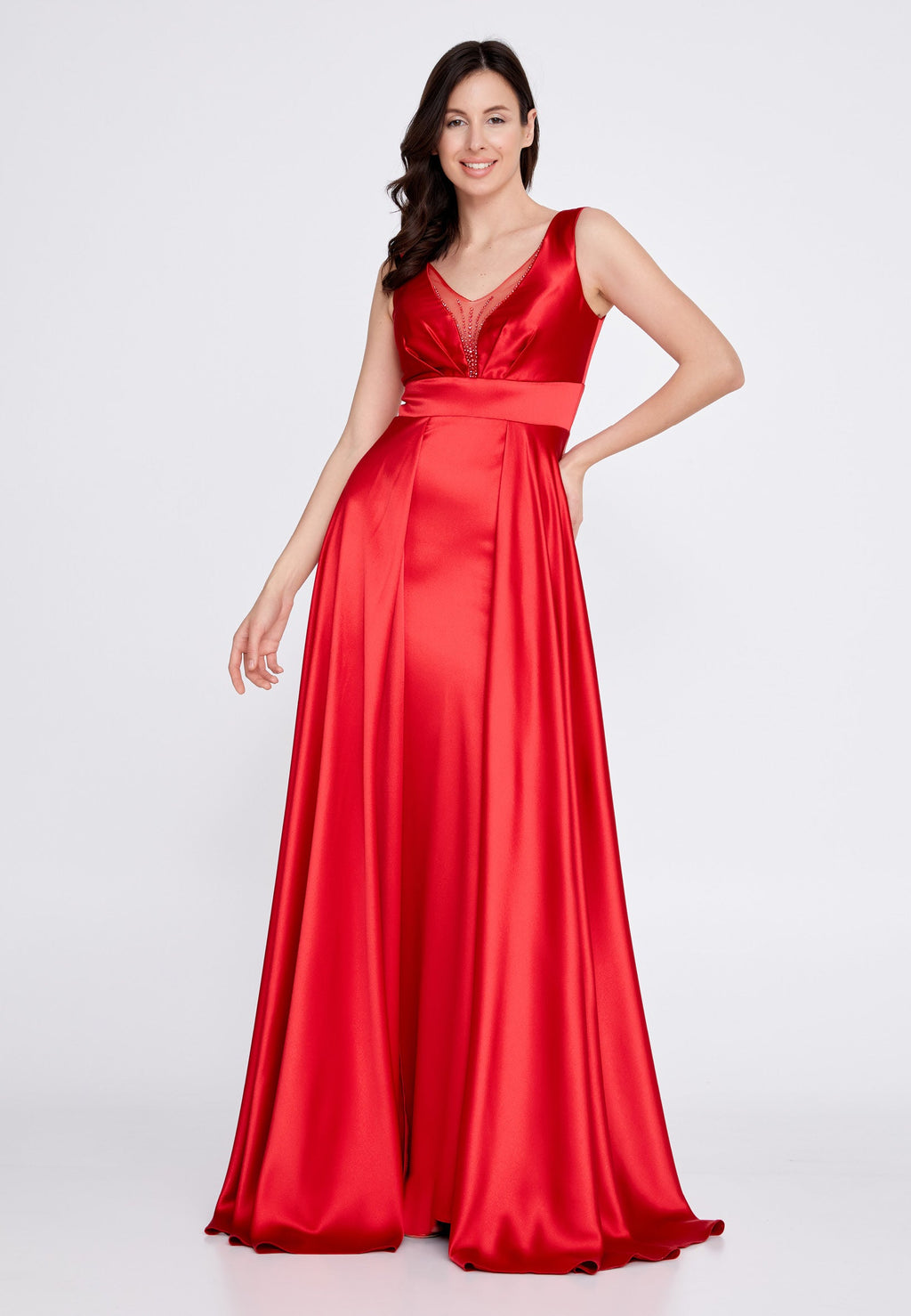 Sleeveless Maxi Satin A - Line Regular Wedding Guest Dress-SS0021