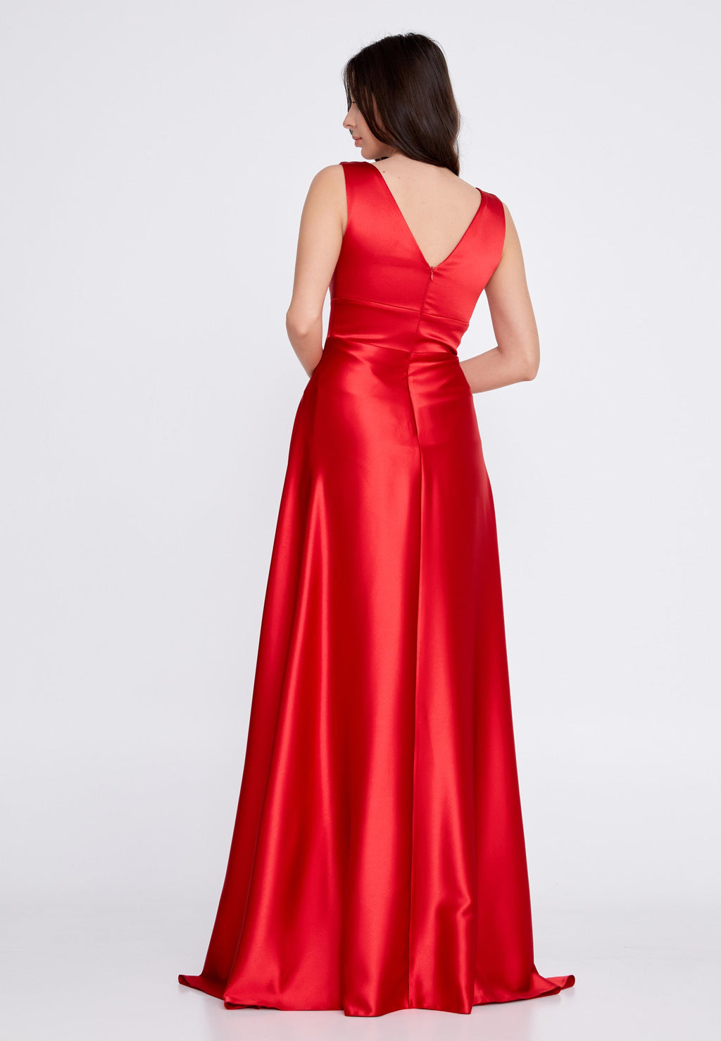 Sleeveless Maxi Satin A - Line Regular Wedding Guest Dress-SS0021