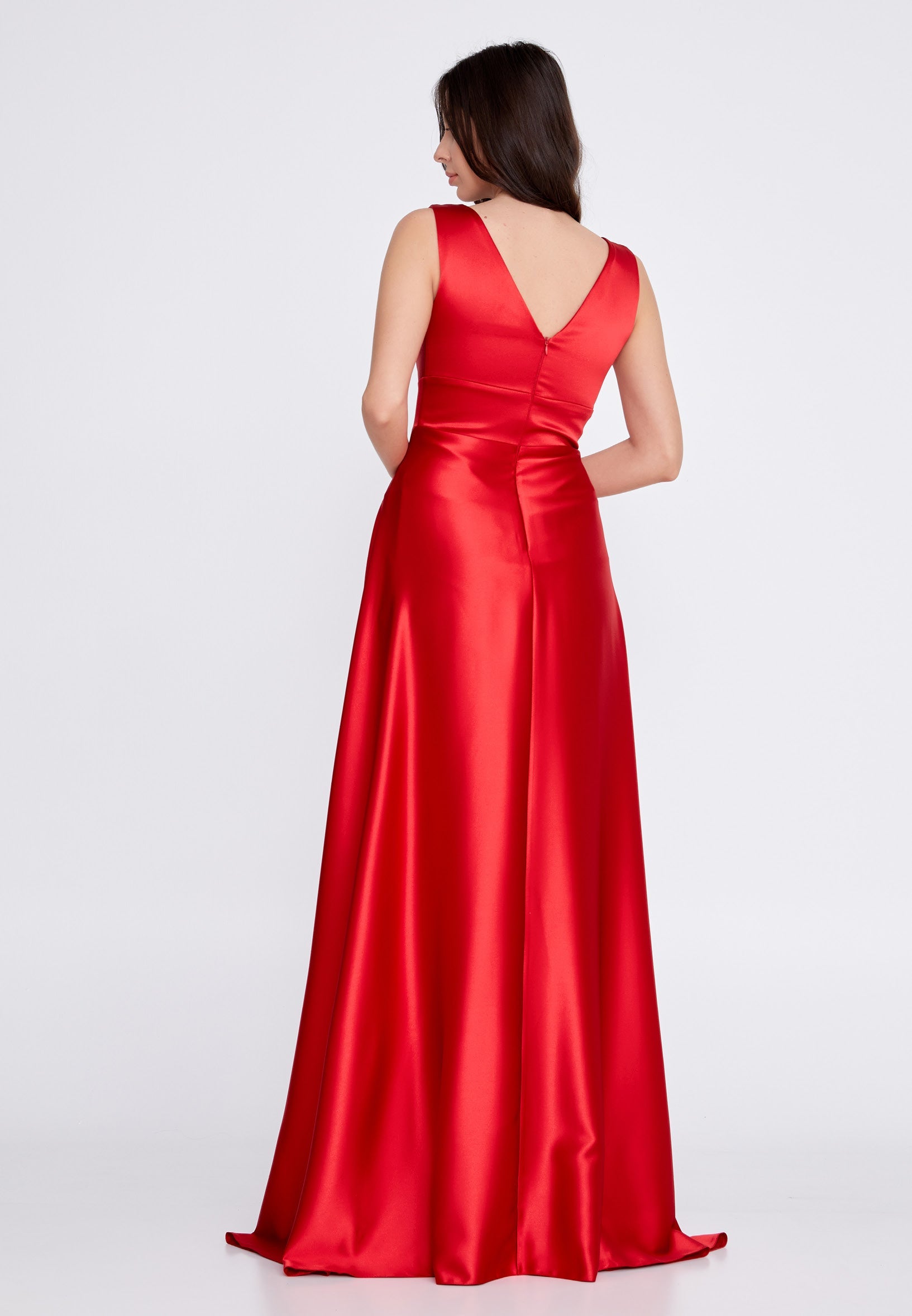 Sleeveless Maxi Satin A - Line Regular Wedding Guest Dress-SS0021