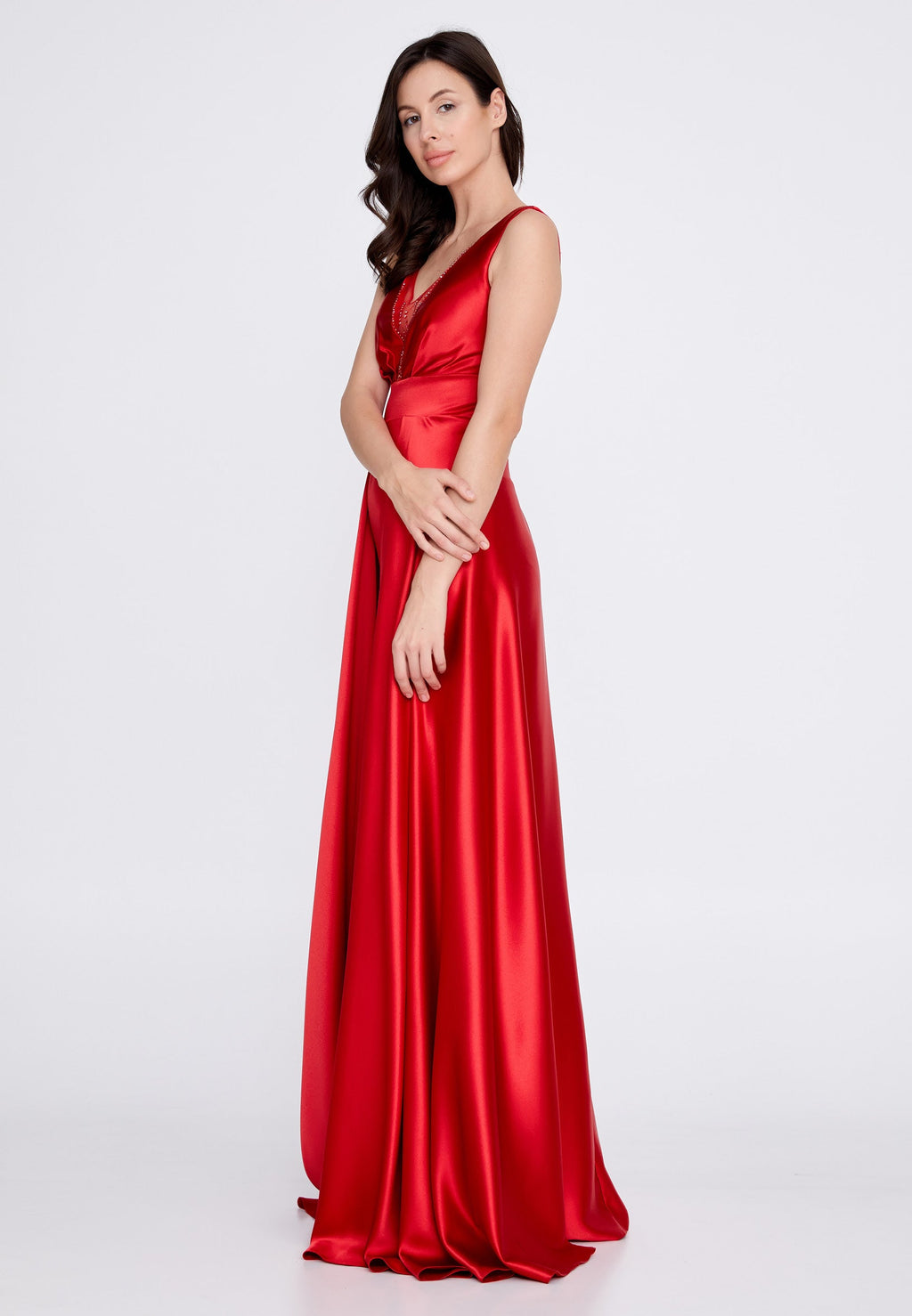 Sleeveless Maxi Satin A - Line Regular Wedding Guest Dress-SS0021