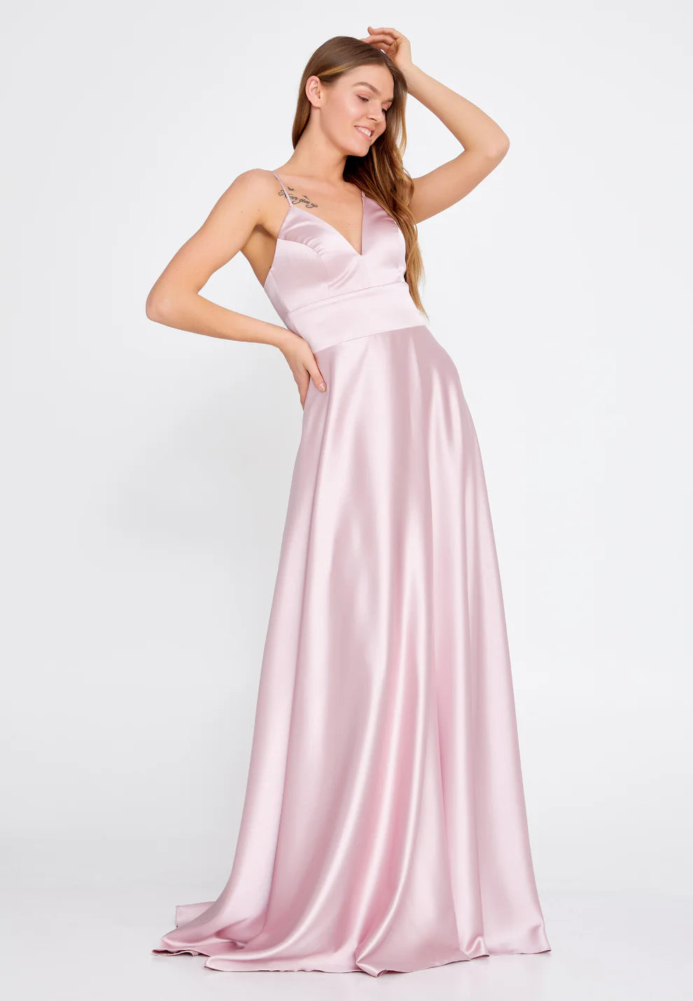 Sleeveless Maxi Satin A - Line Regular Evening Dress-SS0022