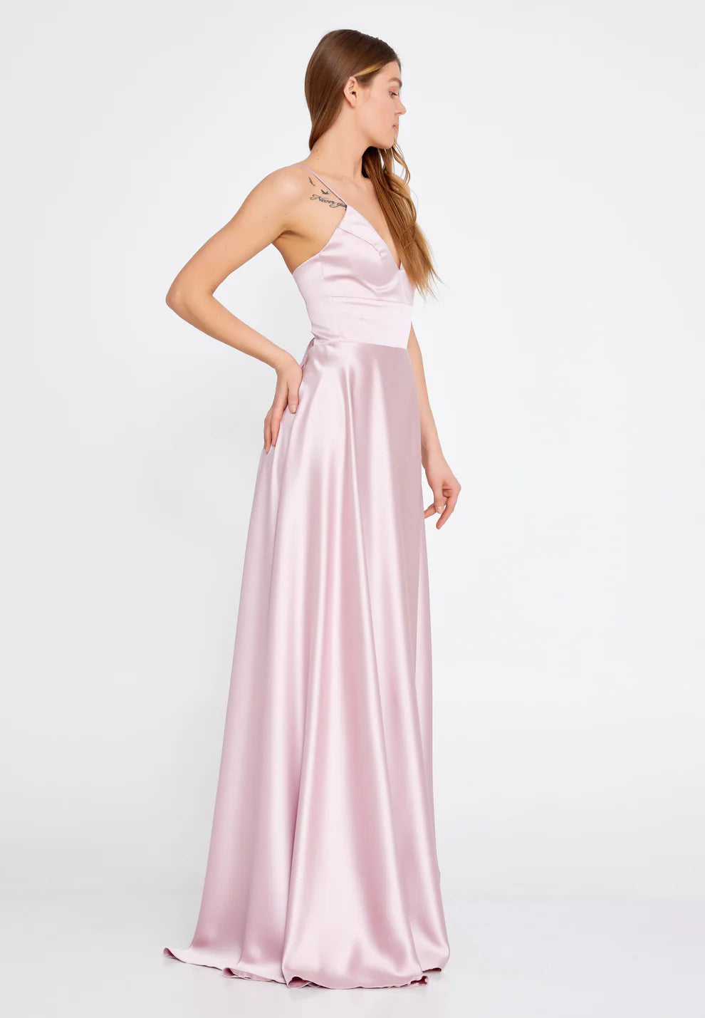 Sleeveless Maxi Satin A - Line Regular Evening Dress-SS0022