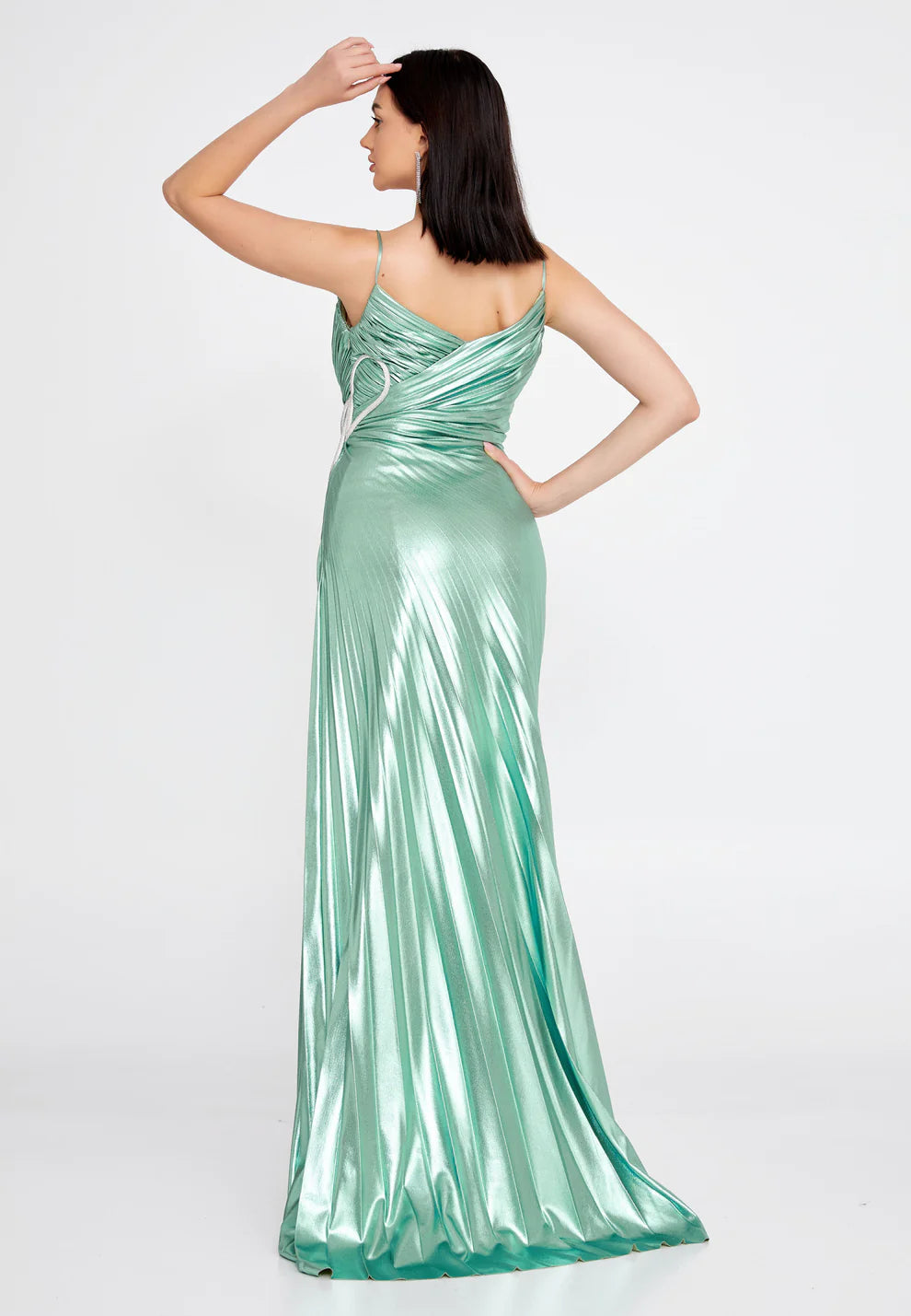 Sleeveless Maxi Satin Column Regular Evening Dress-SS0026