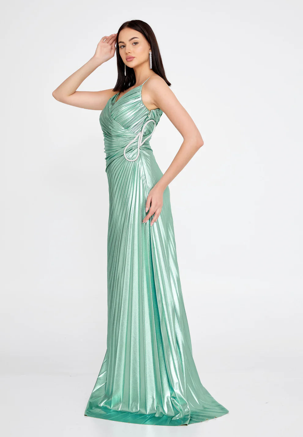Sleeveless Maxi Satin Column Regular Evening Dress-SS0026