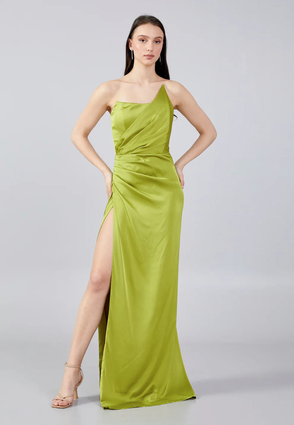 Strapless Maxi Satin Mermaid Regular Evening Dress-SS0038