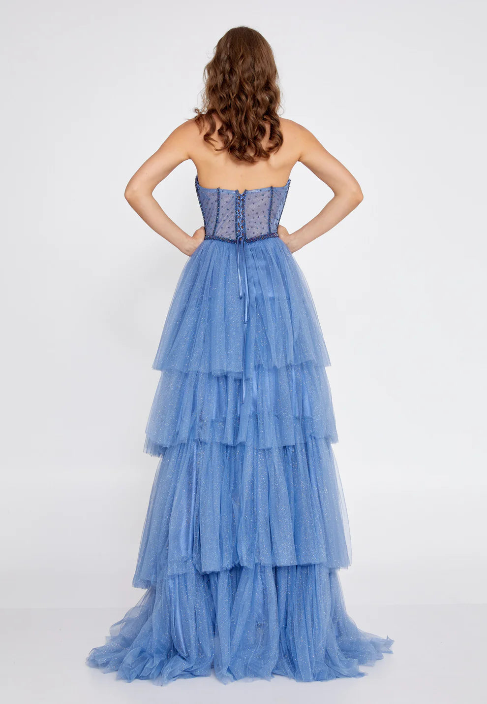 Strapless Maxi Tulle Column Regular Prom Dress-SS0037