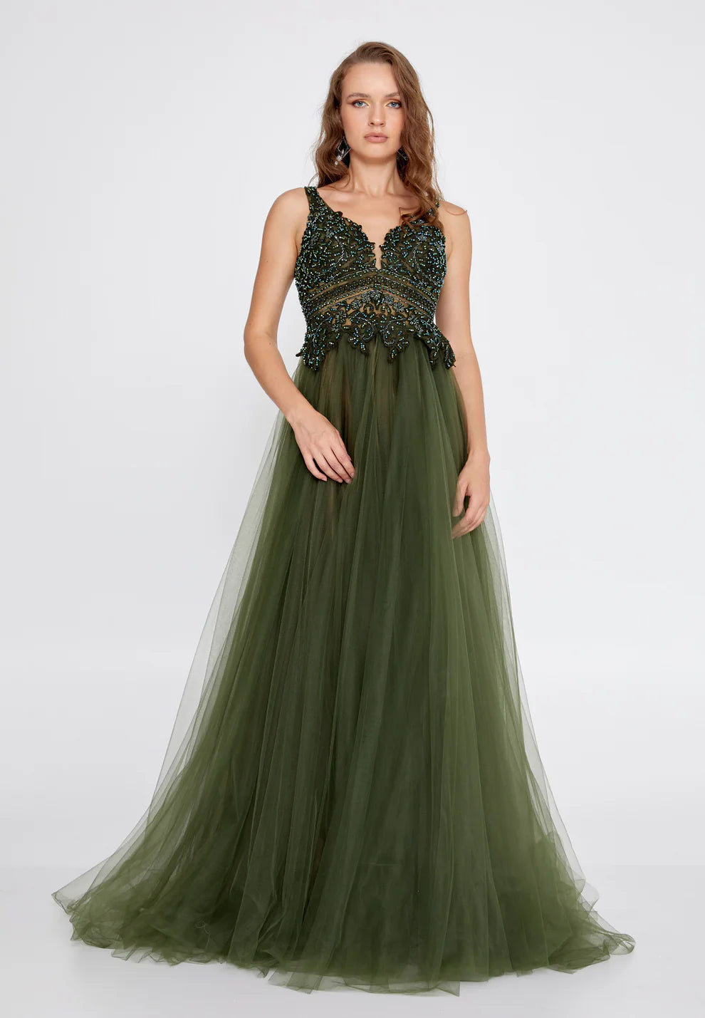 Sleeveless Maxi Tulle A - Line Regular Prom Dress-SS0040