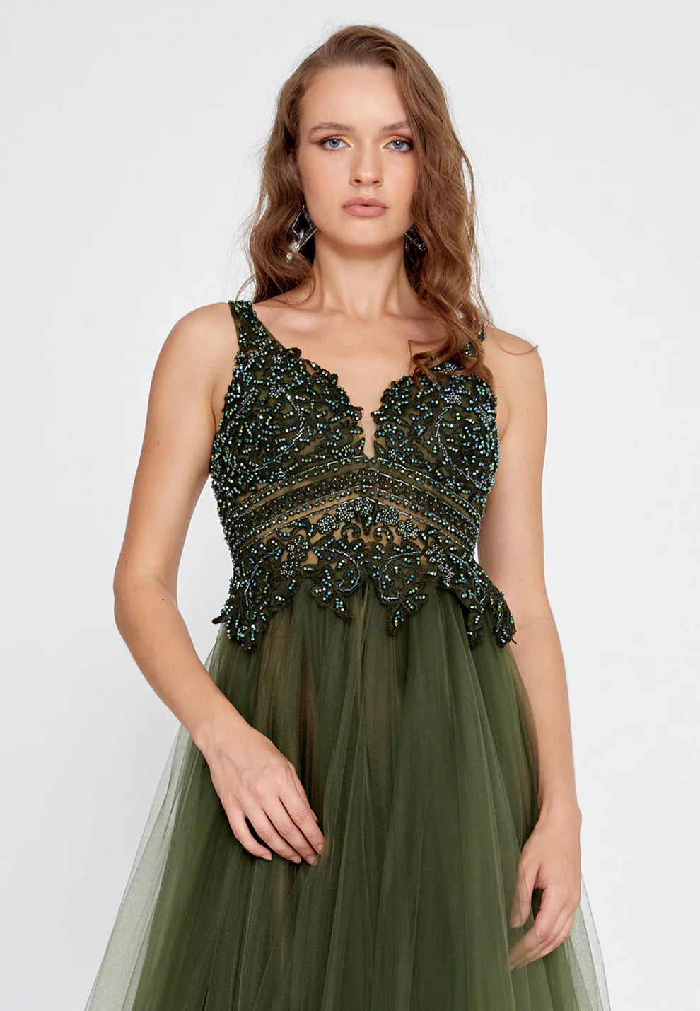 Sleeveless Maxi Tulle A - Line Regular Prom Dress-SS0040