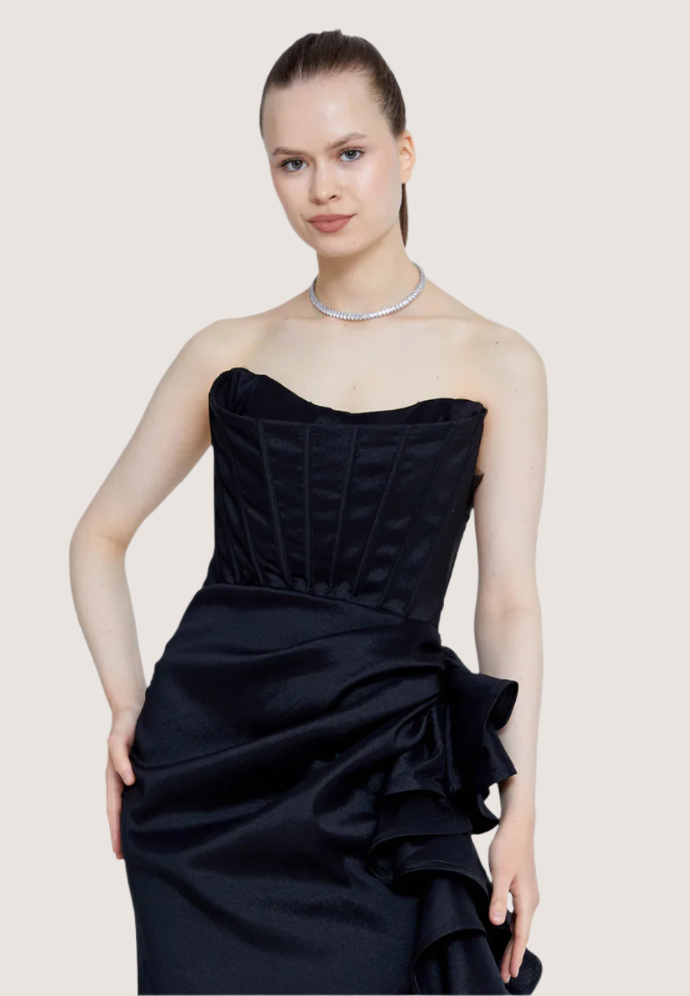 Strapless Maxi Polyester Column Regular Wedding Guest Dress-SS0045