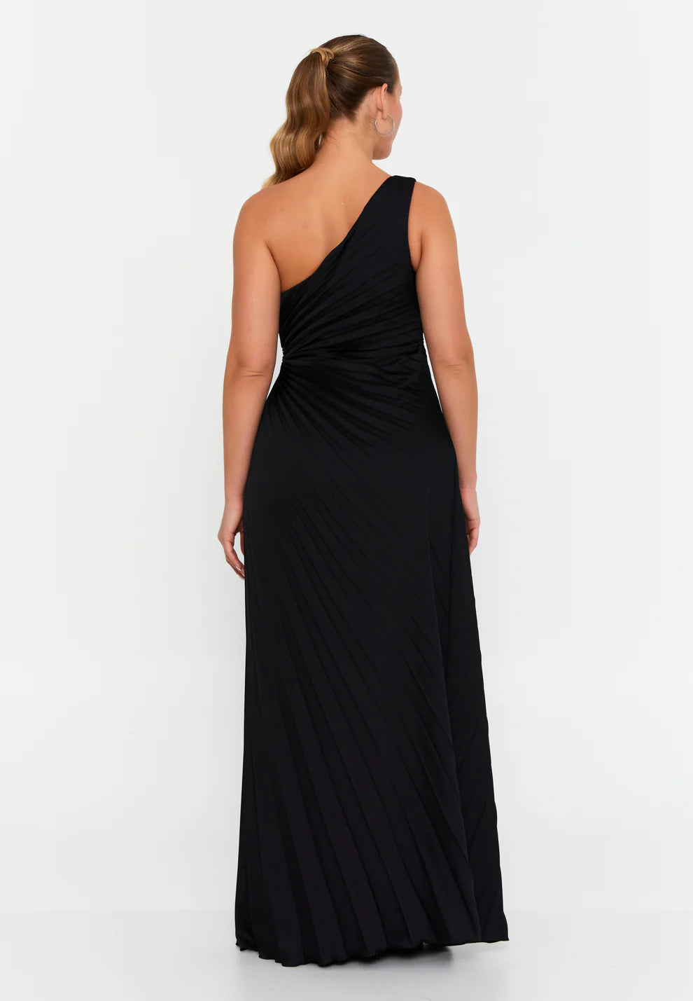 One Shoulder Maxi Viscose Mermaid Plus Size Wedding Guest Dress-SS0044