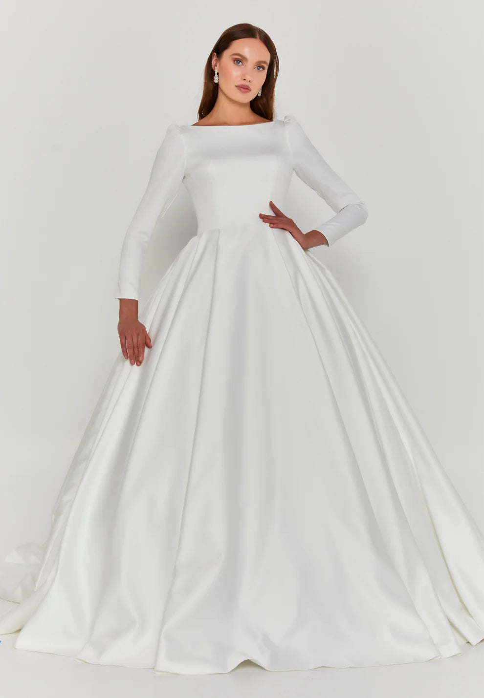 Long Sleeve Maxi Polyester Regular Wedding Dress- Wd005