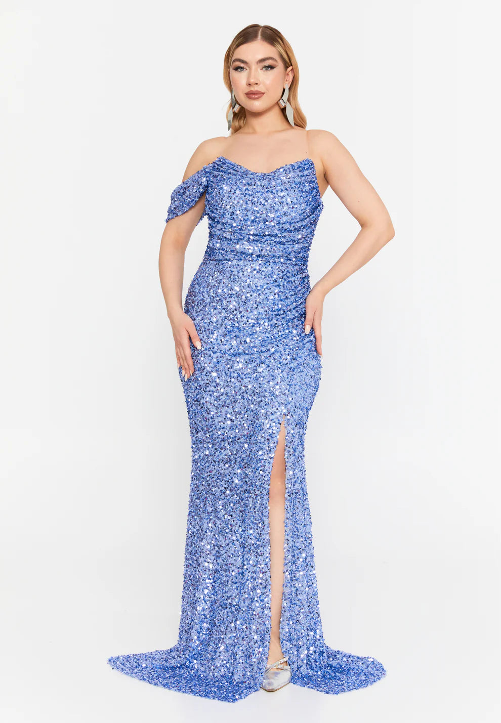 One Shoulder Maxi Sequin Mermaid Regular Wedding Guest Dress-SS0033