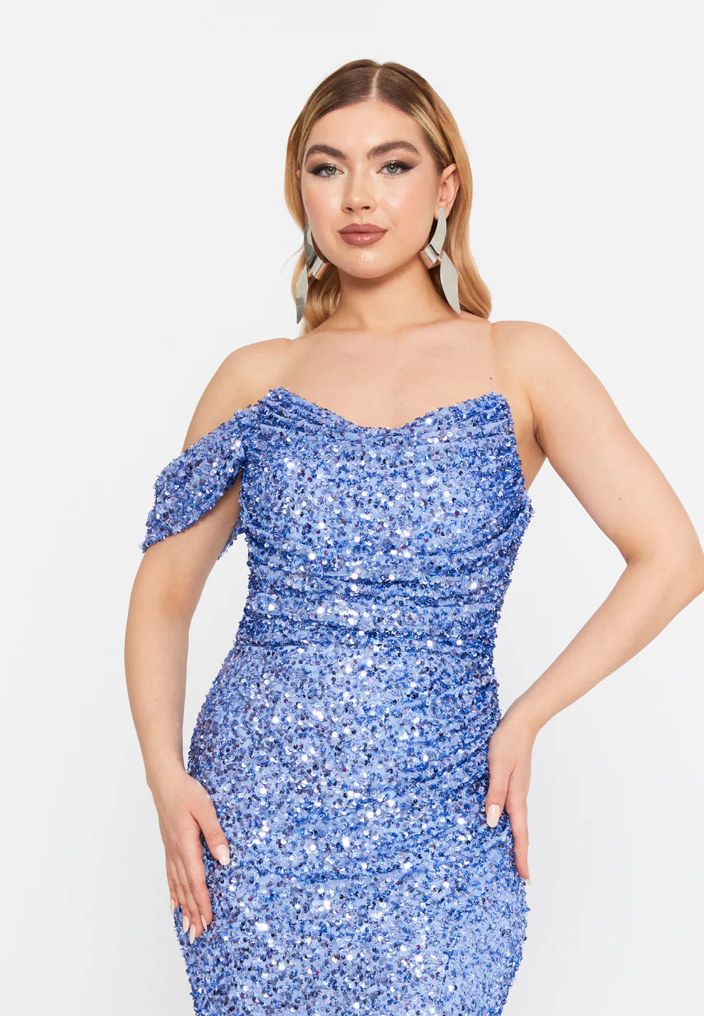 One Shoulder Maxi Sequin Mermaid Regular Wedding Guest Dress-SS0033