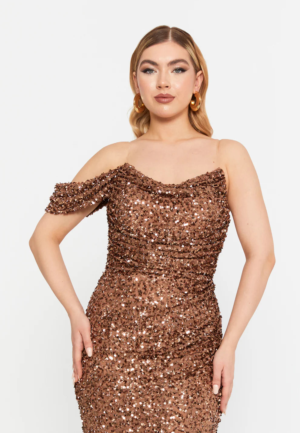 One Shoulder Maxi Sequin Mermaid Regular Wedding Guest Dress-SS0033