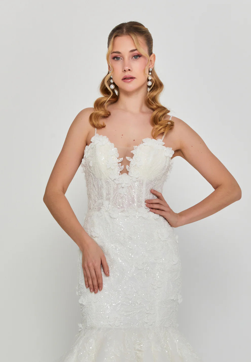 Sleeveless Maxi Tulle Regular Wedding Dress - Wd001