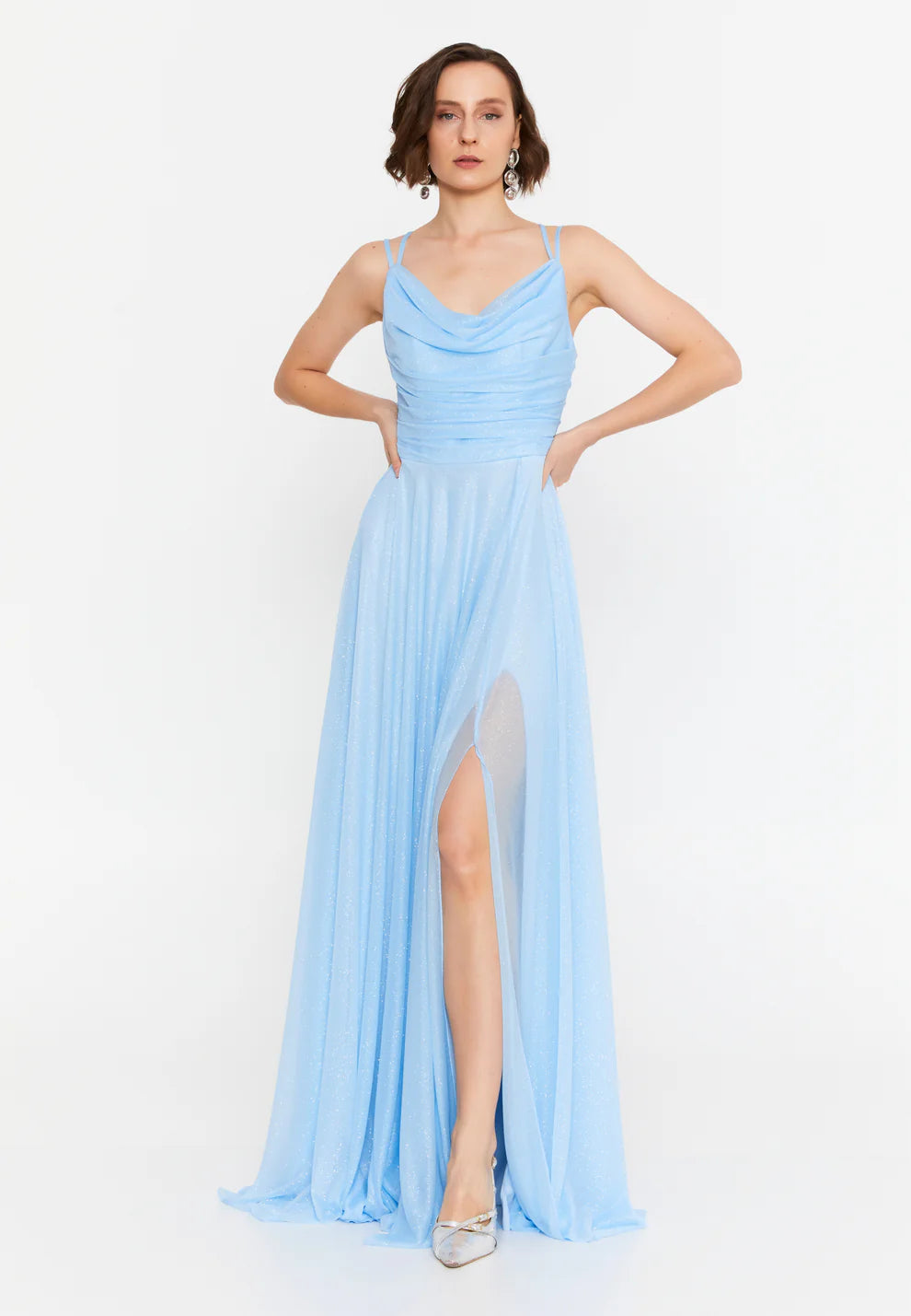 Sleeveless Maxi Lycra Column Regular Wedding Guest Dress-SS0036