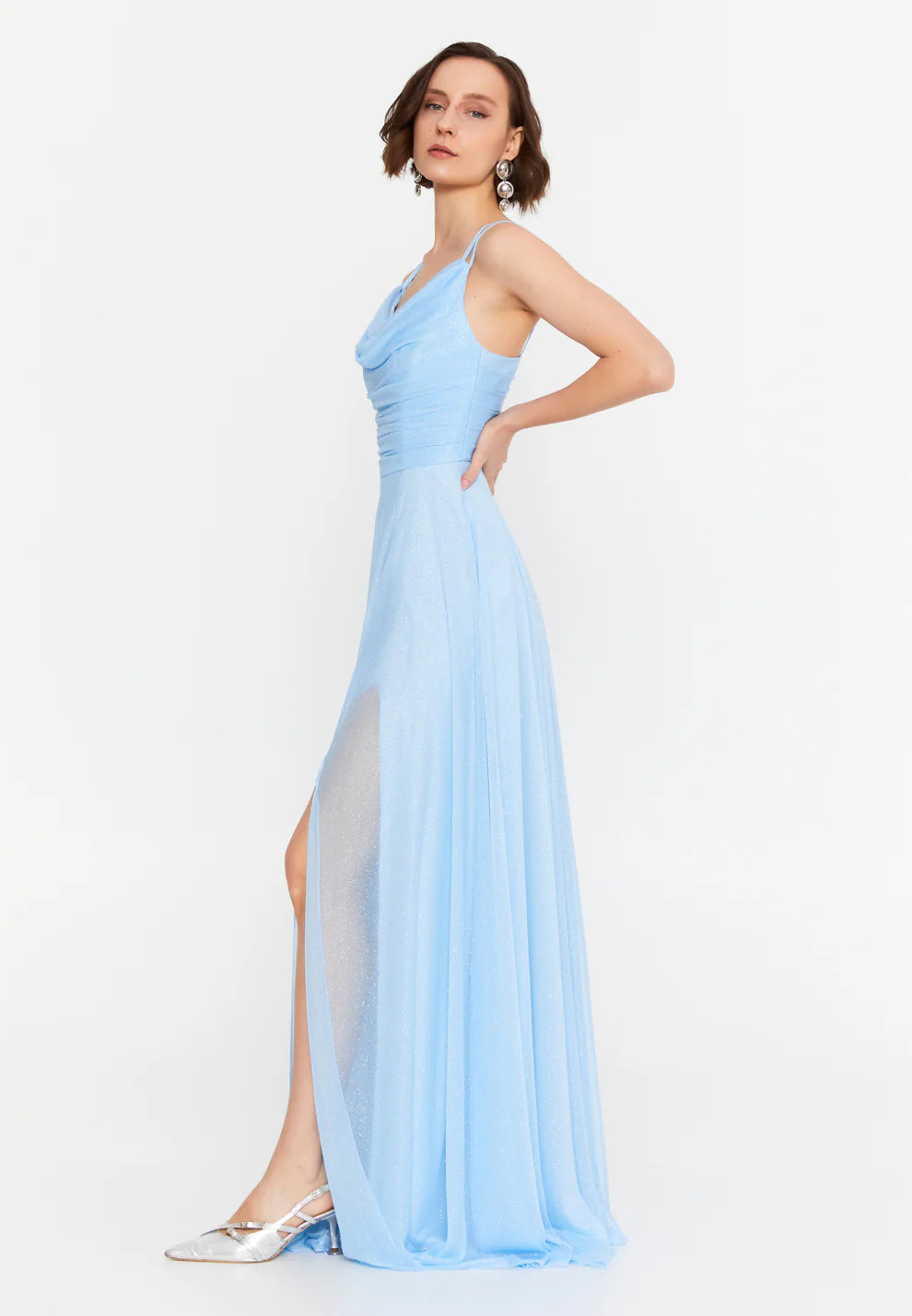 Sleeveless Maxi Lycra Column Regular Wedding Guest Dress-SS0036