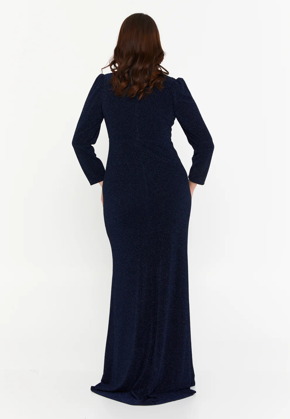 Long Sleeve Maxi Lycra Mermaid Plus Size Wedding Guest Dress-SS0029
