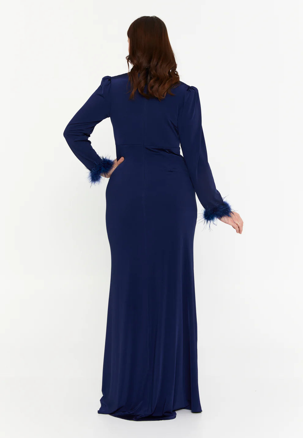 Long Sleeve Maxi Lycra Mermaid Plus Size Evening Dress-SS0032