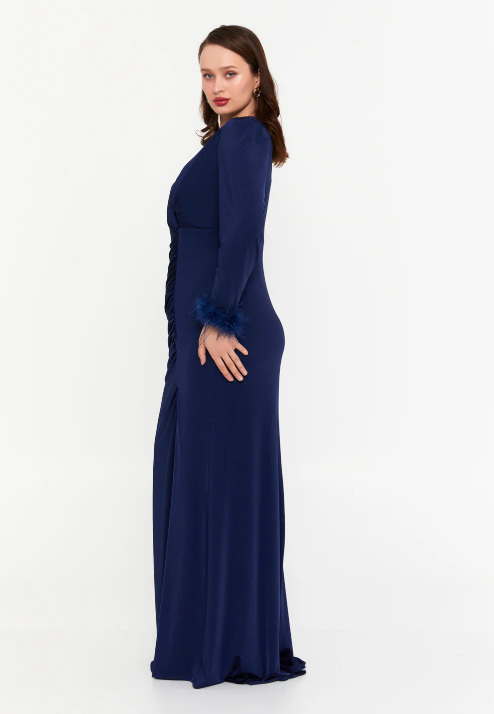 Long Sleeve Maxi Lycra Mermaid Plus Size Evening Dress-SS0032