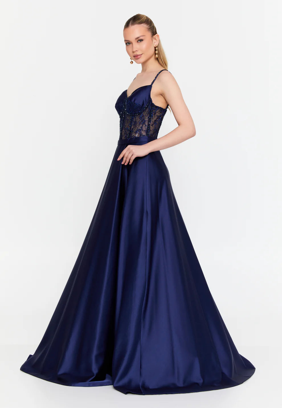 Sleeveless Maxi Satin Column Regular Wedding Guest dress-SS0031