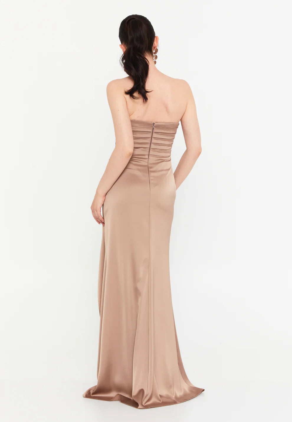 Strapless Maxi Satin Mermaid Regular Wedding Guest Dress-SS0035