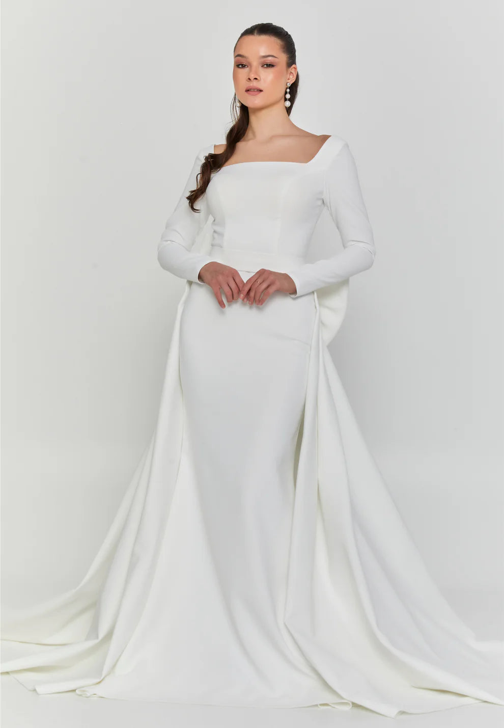 Long Sleeve Maxi Viscose Regular Wedding Dress- Wd002