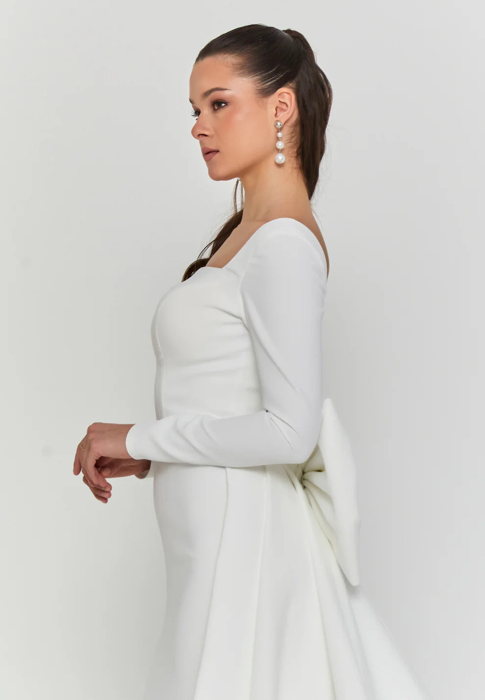 Long Sleeve Maxi Viscose Regular Wedding Dress- Wd002