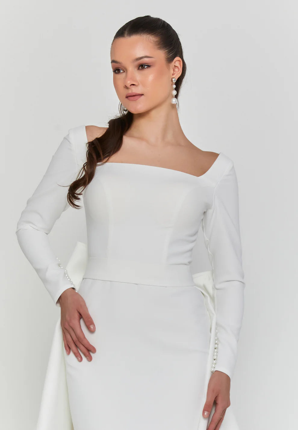 Long Sleeve Maxi Viscose Regular Wedding Dress- Wd002