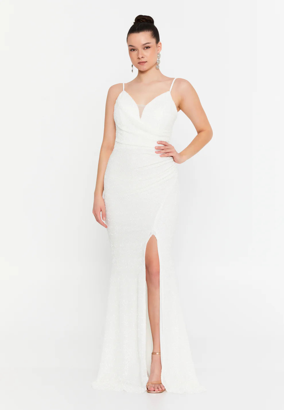 Sleeveless Maxi Lycra Mermaid Regular Wedding Registry Office Dress-SS0041