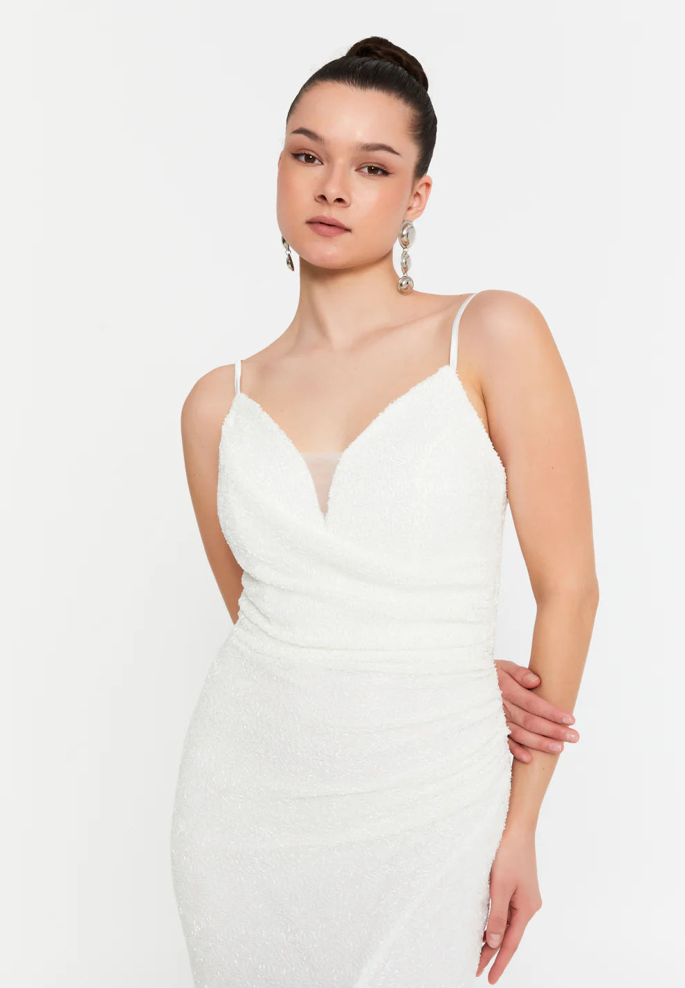 Sleeveless Maxi Lycra Mermaid Regular Wedding Registry Office Dress-SS0041