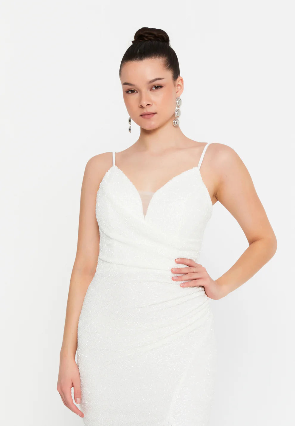 Sleeveless Maxi Lycra Mermaid Regular Wedding Registry Office Dress-SS0041