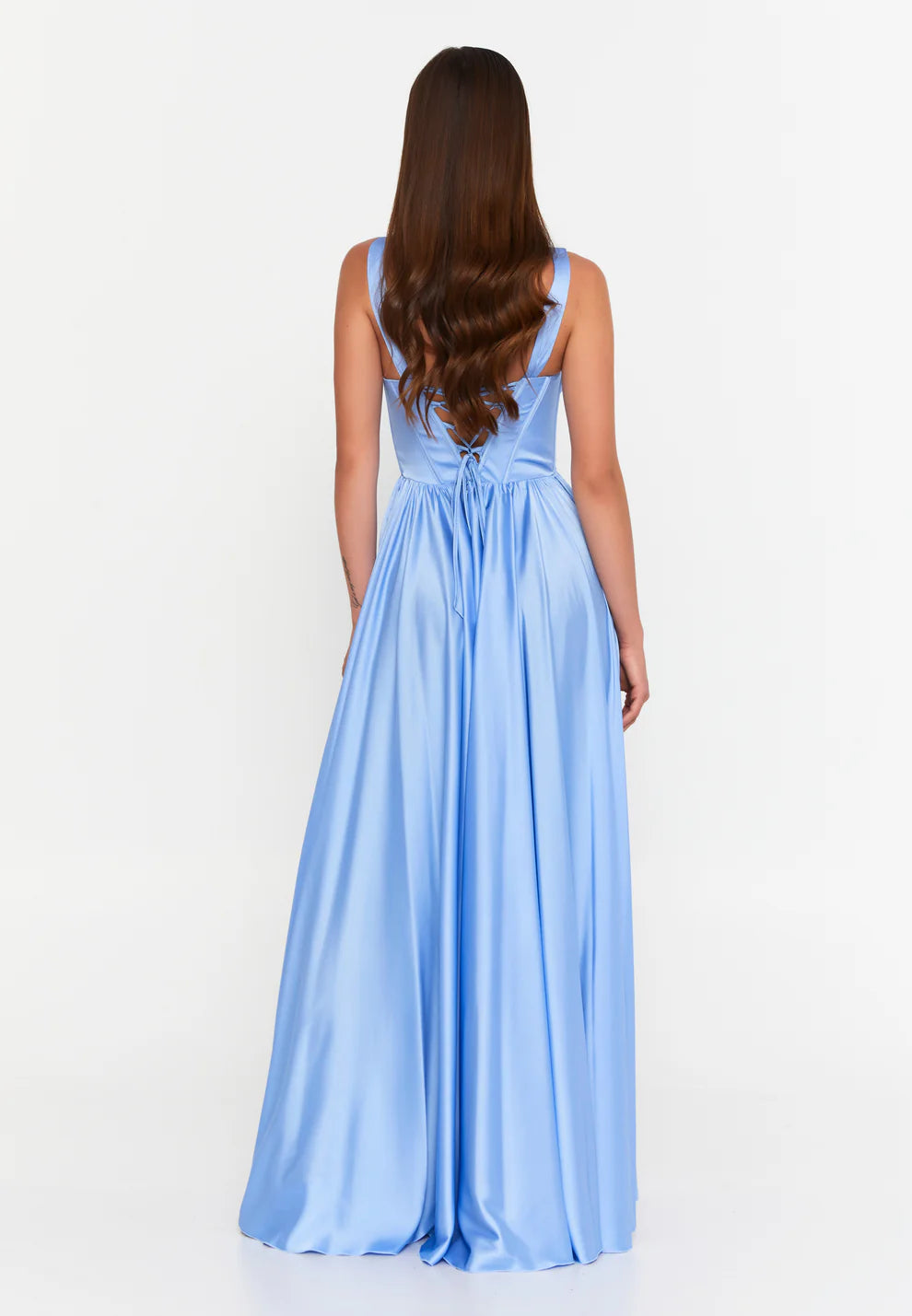 Sleeveless Maxi Satin Column Regular Wedding Guest Dress-SS0043