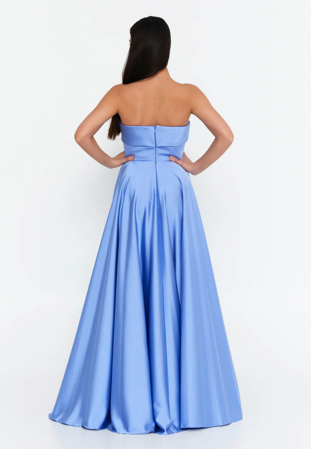 Strapless Maxi Satin Column Regular Evening Dress-SS0042