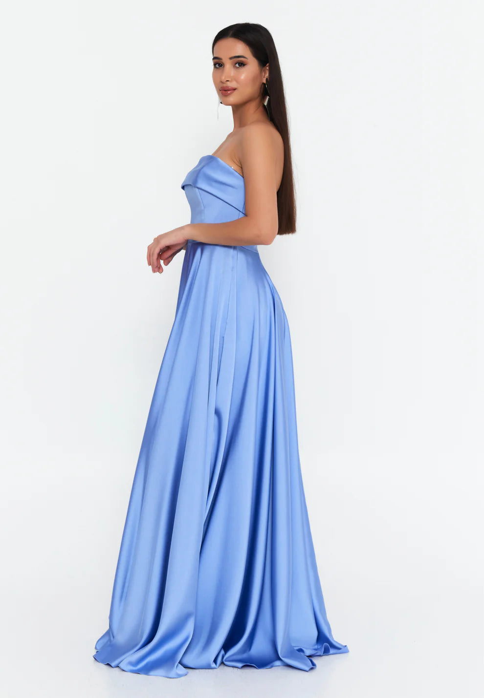 Strapless Maxi Satin Column Regular Evening Dress-SS0042